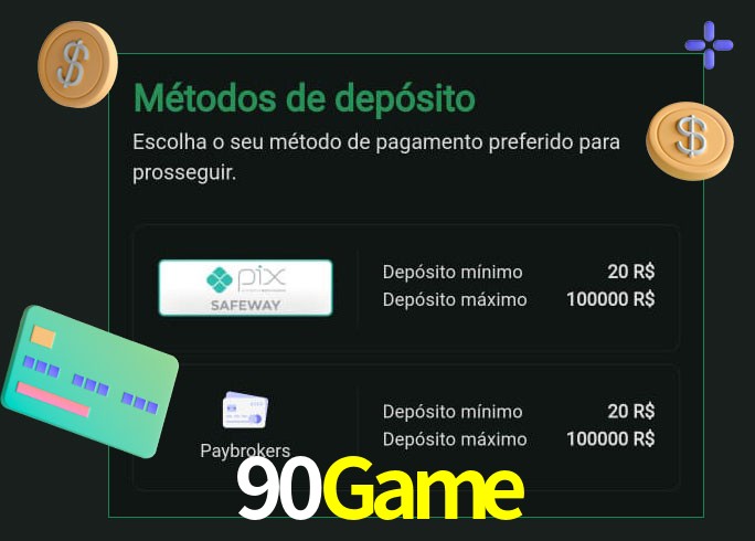 O cassino 90Game oferece uma grande variedade de métodos de pagamento